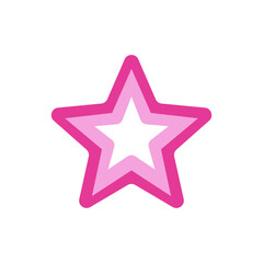 Barbiecore pink star outline icon with soft glow, colorful vector flat style illustration