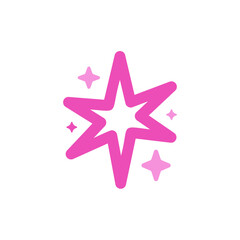 Barbiecore sparkle starburst with tiny shining stars icon, colorful vector flat style illustration