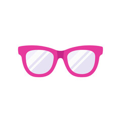 Barbiecore pink reading glasses frame with glossy lenses icon, colorful vector flat style illustration