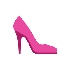 Barbiecore pink high heel stiletto shoe icon, colorful vector flat style illustration