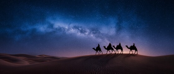 Desert Caravan Under the Milky Way