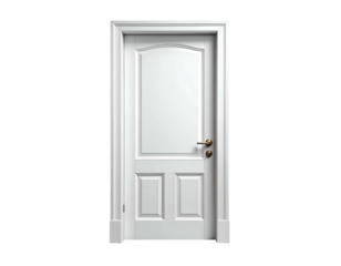 White wooden interior door with handle.
