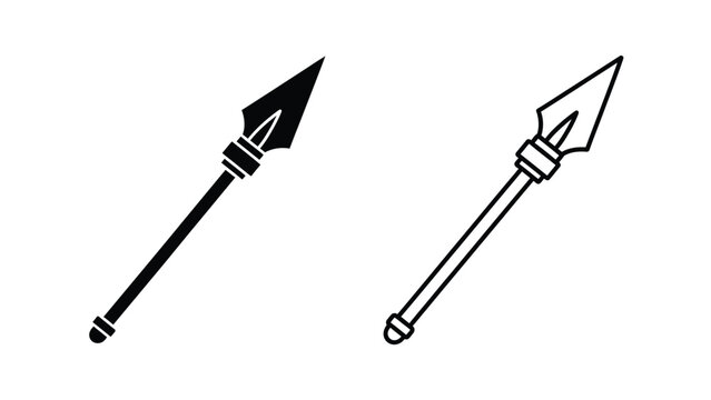 two black and white spearhead icons isolated on a white background