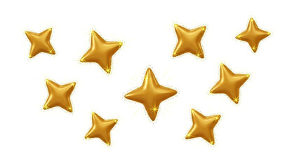 Obraz premium Golden Stars Celebration Shiny Bright Isolated on White Background for Party Decoration