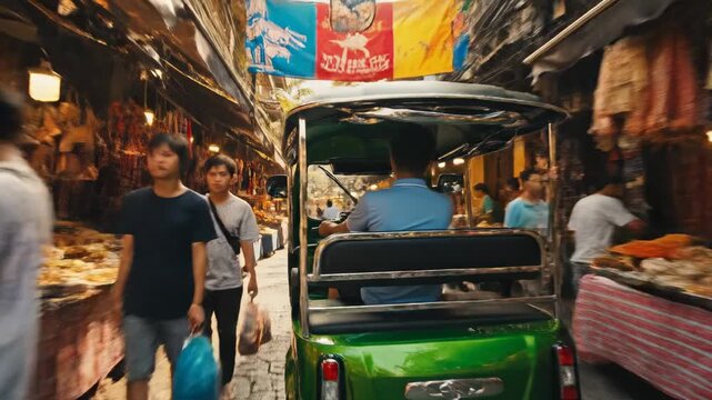 Exploring Bangkoks Vibrant Streets - A Tuk-Tuk Adventure Through Thailand.