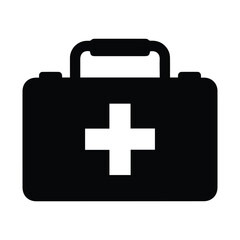 Obraz premium First aid kit silhouette icon for medical emergency and healthcare safety concepts