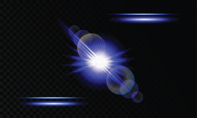 Realistic sun flare PNG with golden lens reflection and optical glow