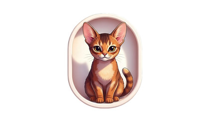 Cute Ginger Tabby Kitten Sitting in Oval Frame