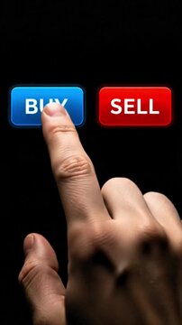 9:16, Video, buy and sell button background, hand pressing the buy button, market, stocks, finance, trading, crypto, 