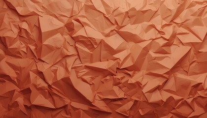 Crumpled Orange Paper Texture Background Showing Deep Creases and Folds