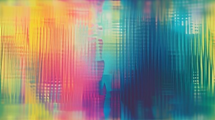 Abstract colorful background with vertical lines and digital glitch effect. Vibrant rainbow gradient texture