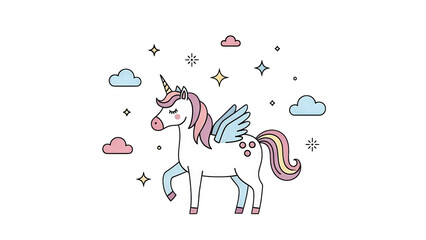 Cute Pegasus Unicorn with Wings and Horn