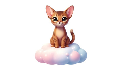 Cute Kitten Sitting on a Dreamy Cloud