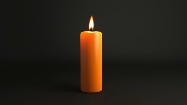 A single orange candle with a flickering flame.