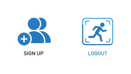 User Profile Icons in Minimalist Blue Design with Simple Shapes and Clean Lines for Web Interface
