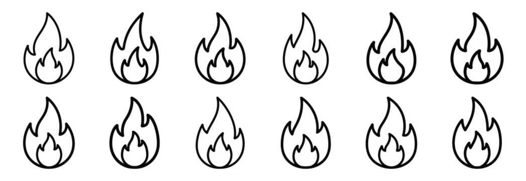 Collection of  salamander fire myth  line art icons on white background. Set of animal linear symbols. Vector illustration.