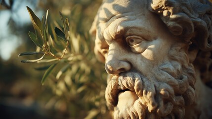 Bust of Socrates Surrounded by Olive Branches
