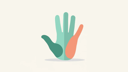 Obraz premium Stylized hand with five fingers in muted green, teal, and coral tones
