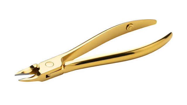 Gold nail clippers isolated on black background