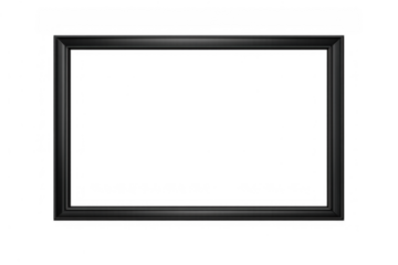 Empty black horizontal picture frame with transparent background for displaying artwork or mockups