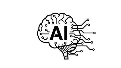 Artificial intelligence brain technology concept on black background isolated on transparent background