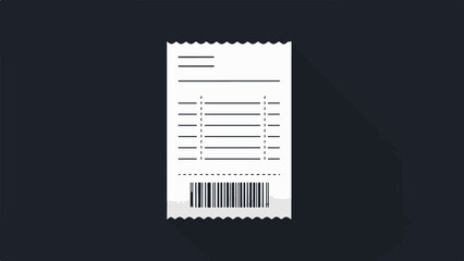 Fototapeta premium Stylized receipt with lines, dashes, and barcode on dark background