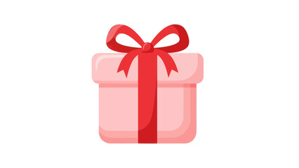 Obraz premium Pink Gift Box with Red Ribbon Bow, Isolated on White Background, Celebration Present