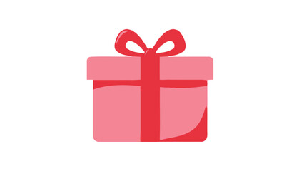 Fototapeta premium Pink Gift Box with Red Ribbon and Bow, Isolated on White Background