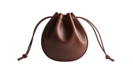 A small pink leather pouch with drawstrings