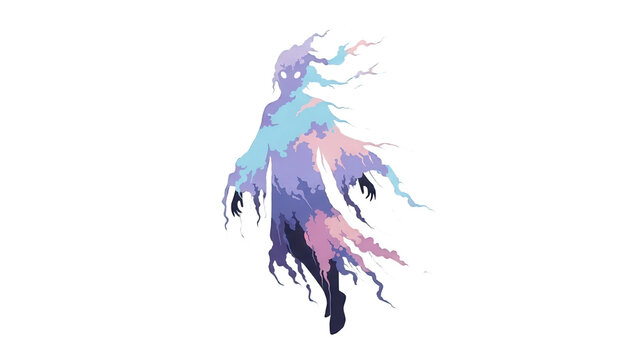 Ethereal Ghostly Figure Floating Isolated