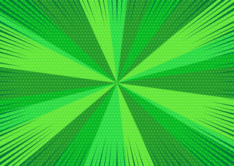 派手なアメコミ風の集中線サンバースト背景素材 A3 A4 白銀比 緑