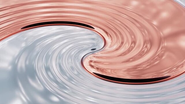 Mesmerizing swirl of metallic and rose gold fluid patterns in motion