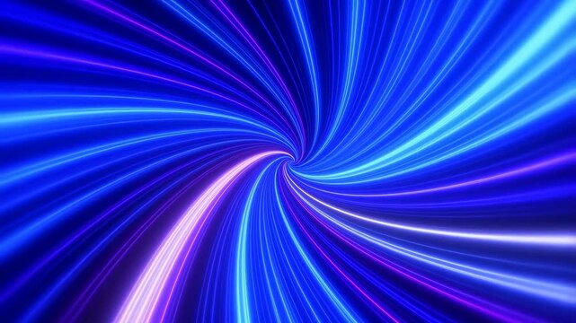 Dynamic blue light trails creating dazzling spiral energy patterns in vivid motion