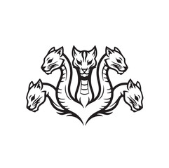 "Minimalist Hydra Mythical Creature Line Art Illustration"