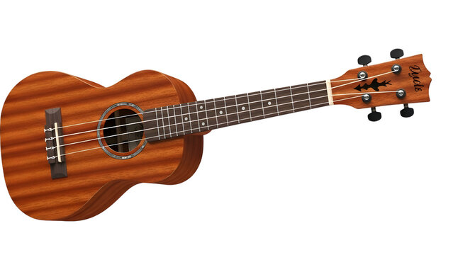 High-quality ukulele illustration with detailed wood grain isolated on transparent background