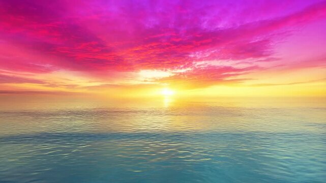 Majestic sunset over ocean with vibrant colors and reflective waters