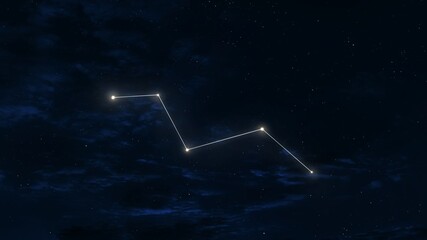 Vulpecula constellation in the sky. Stars on a black background. Astrological figure, mythological image. © Nazarii