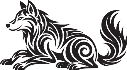 Fototapeta premium Detailed Tribal Wolf Tattoo Design or Logo Graphic