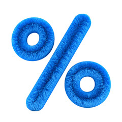 Blue Furry Percentage Sign Isolated on White