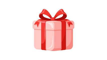 Obraz premium Pink Gift Box with Red Ribbon and Bow, Isolated on White Background, Celebration Present