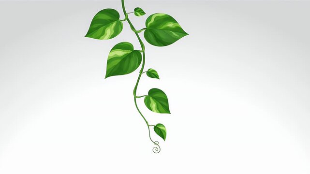 Illustration of Pothos Vine Growing Downwards Animated