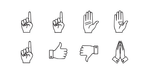 Vector illustration set of kitchen utensils and cutlery icons with a human hand cursor pointer for web button design