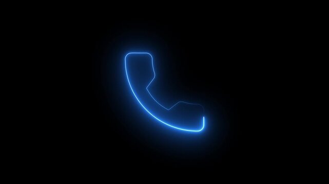 call icon video animation, Glowing neon  call icon animation call concept on mobile phone screen animation on black background.4k video,call icon animation. call concept on mobile phone screen  