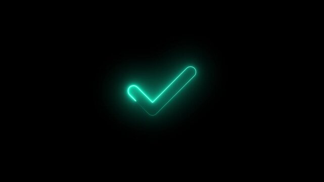  abstract  glowing neon cheek mark icon on backgroundl background,right check mark icon transparent background. isolated tick mark or confirm icon animation. check mark sign, verify complete sign, app