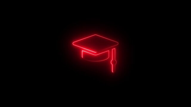 Academic Success Symbol Animation,Neon Graduation Cap Icon Animation,Education Technology Neon Icon Animation.