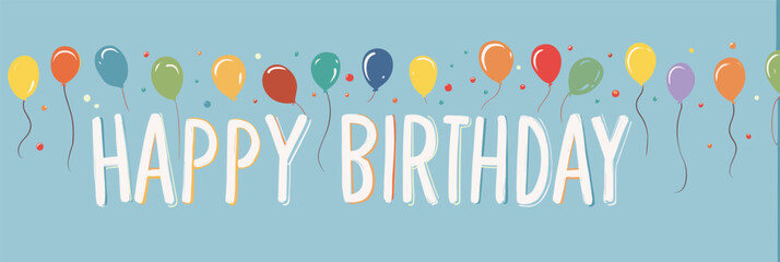 Happy birthday lettering combining playful design elements and vibrant colors. Happy birthday greeting text design with colorful leaves