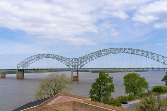 The I-40 Bridge Over the Mississippi River in Memphis Tennessee Seen From the Mud Island Park