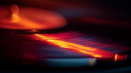 vinyl record - abstract motion blur light streaks creating dynamic energy. Capturing dynamic light streaks with motion blur in warm and cool colors - vinyl record disc