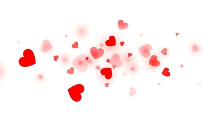 A cluster of red and pink hearts on a white background