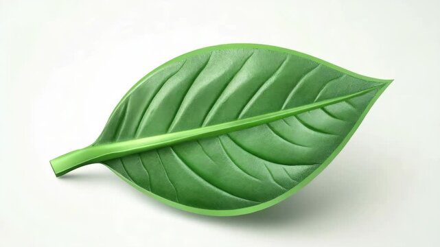 This is a single bright green plastic leaf with textured veins, used as a decorative prop or display item. It features realistic details and is perfect for use in , events, or theater productions.